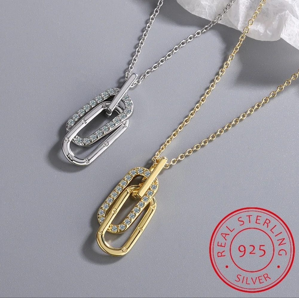 14k gold & sterling silver diamond necklace